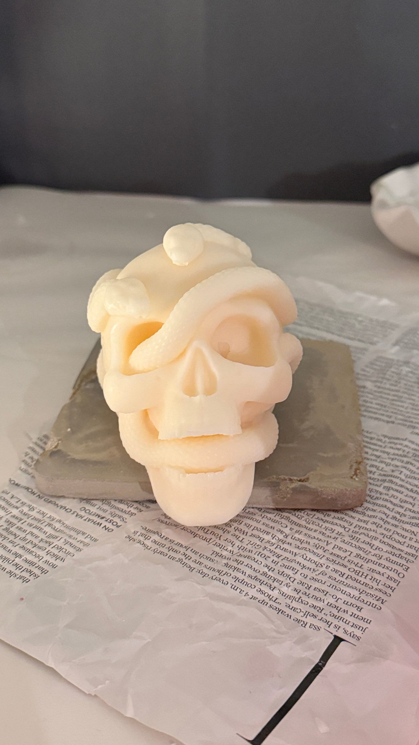 Skull Snake Candle